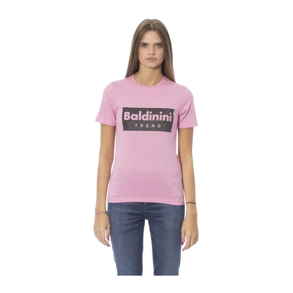 Baldinini Trendy T-shirt met print op de voorkant Pink Dames