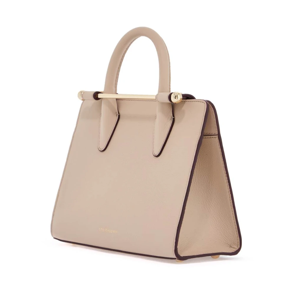 Strathberry Elegante Kalfsleren Handtas met Magneetsluiting Beige Dames