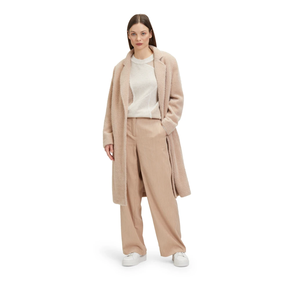 Betty & Co Gestreepte pantalon met zakken Beige Dames