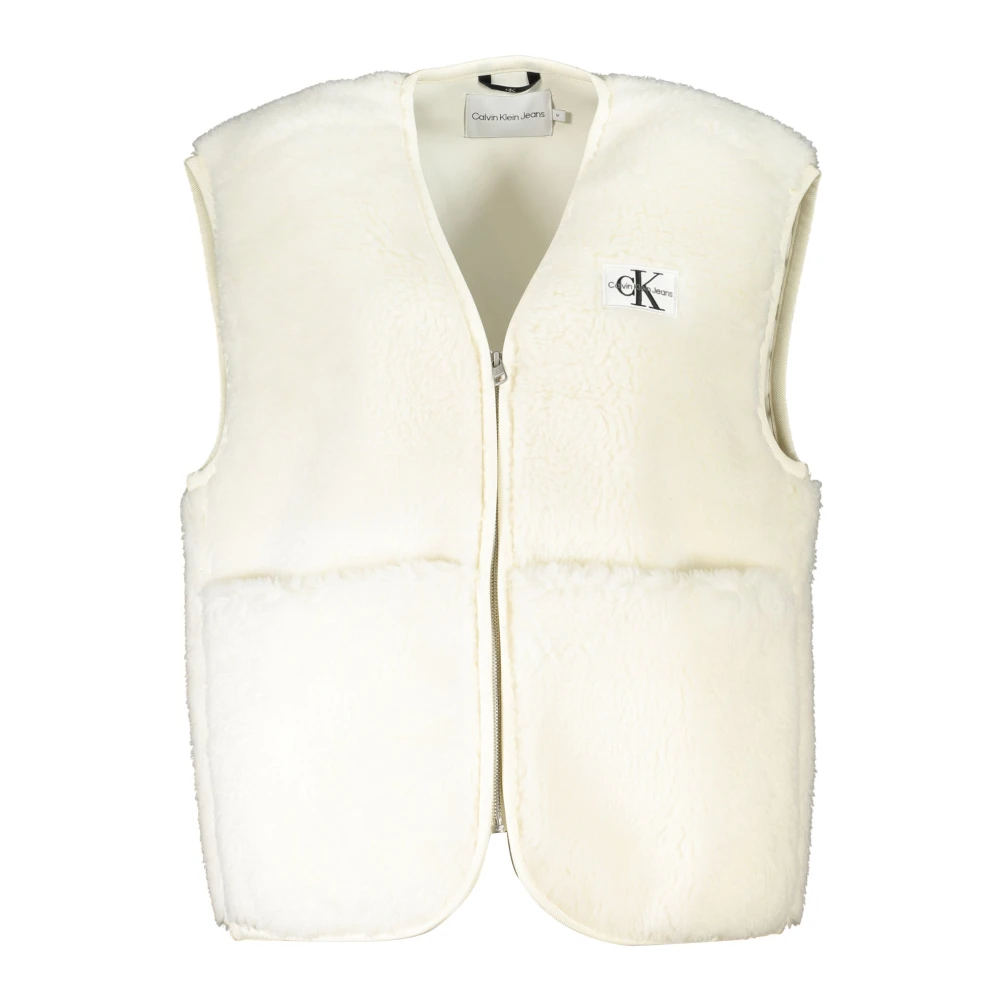 Calvin Klein Witte Mouwloze Top met Logo Applicatie White Dames