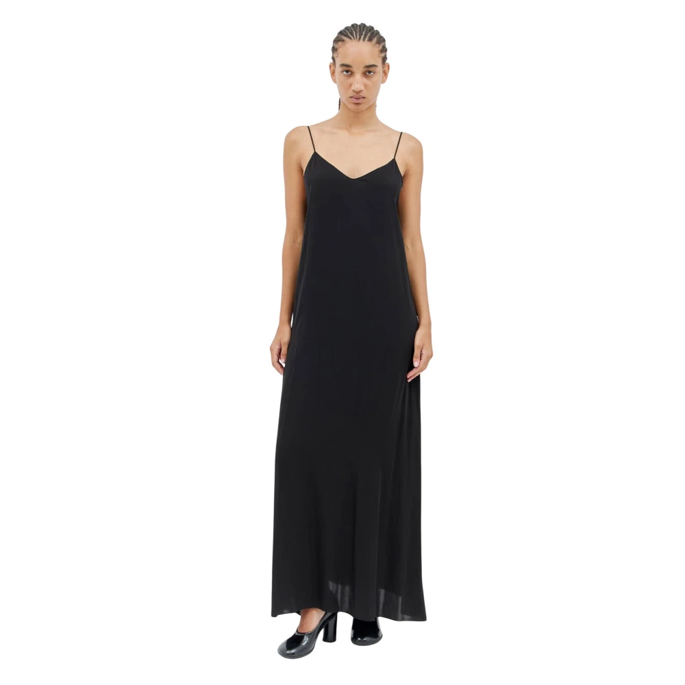 The Row Vloeibare Weefsel V-Hals Maxi Jurk Black Dames