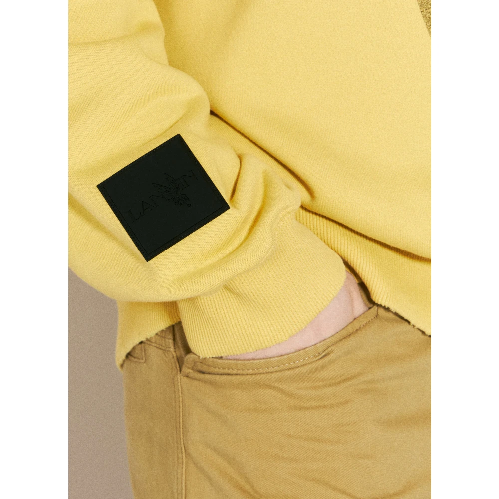 Lanvin Katoenen Fleece Logo Print Sweatshirt Yellow Heren