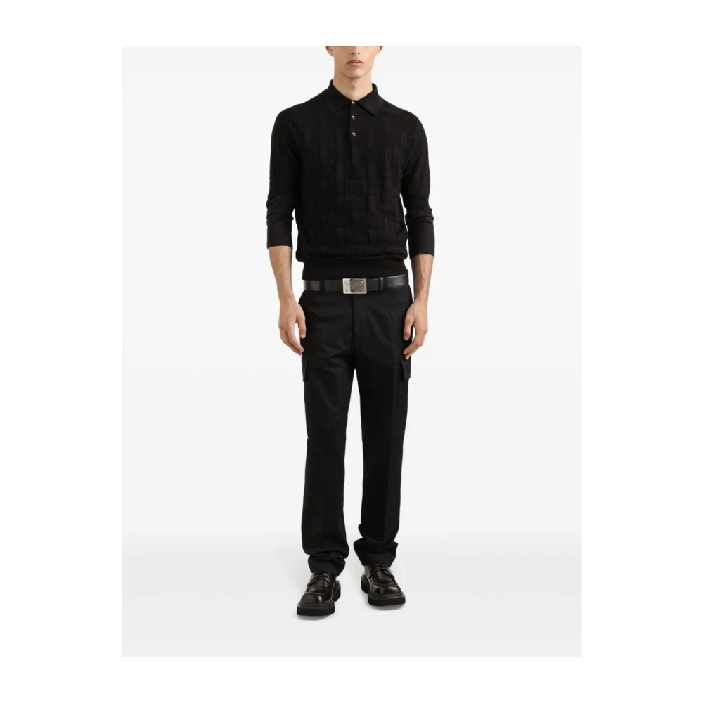 Dolce & Gabbana Zwarte Ribgebreide T-shirts en Polos Black Heren