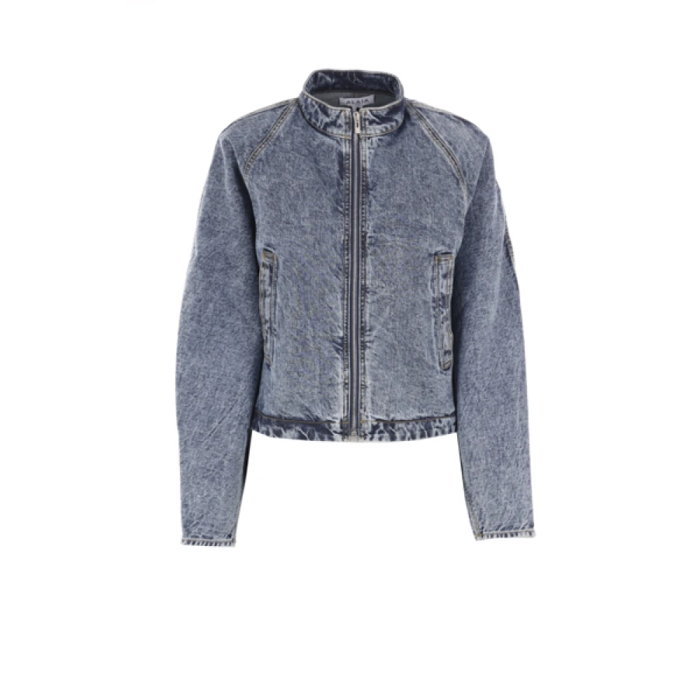 Alaïa Blauwe Denim Ritsjas Blue Dames