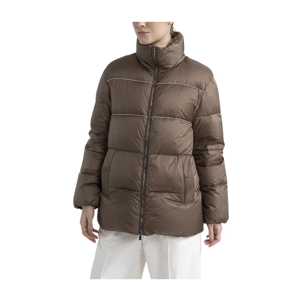 PESERICO Korte donsjas in ultralicht nylon Brown Dames