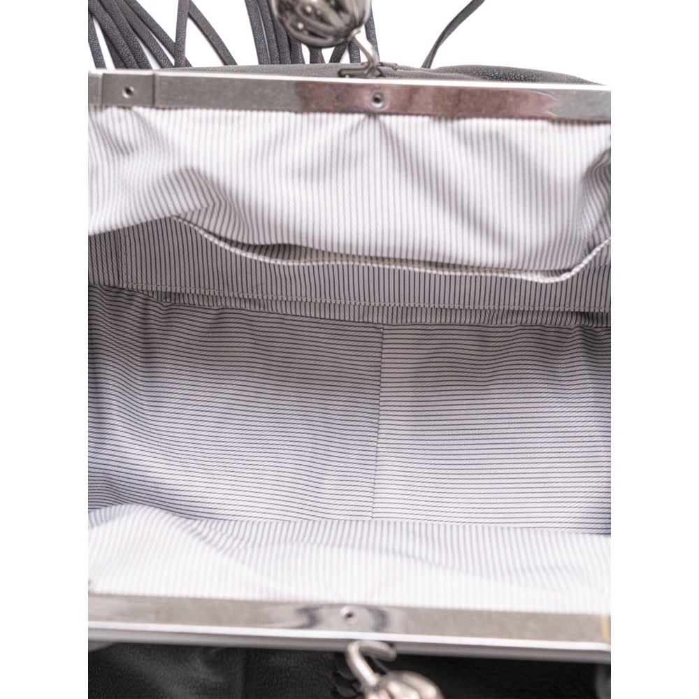 Max Mara Weekend Leren tas met franjes en metalen ketting Brown Dames