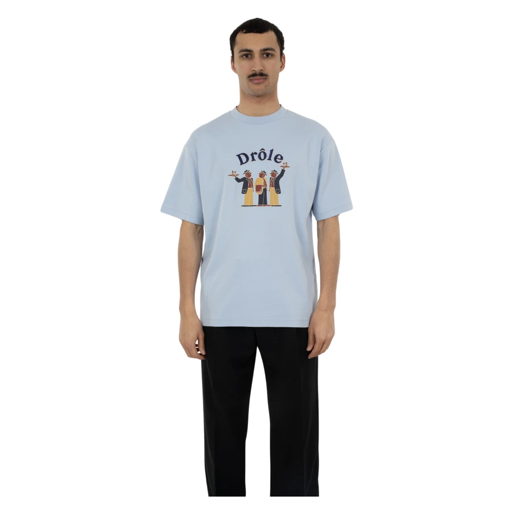 Drole de Monsieur Blauwe Crillon T-Shirt Top Blue Heren