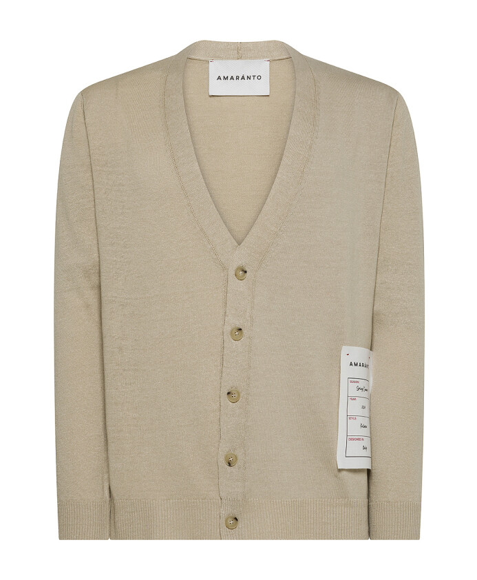 cardigan-beige-coton-col-v-pull