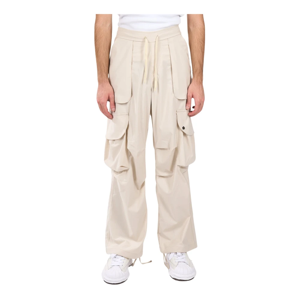 A Paper Kid Flanellen cargobroek met elastische taille Beige Heren