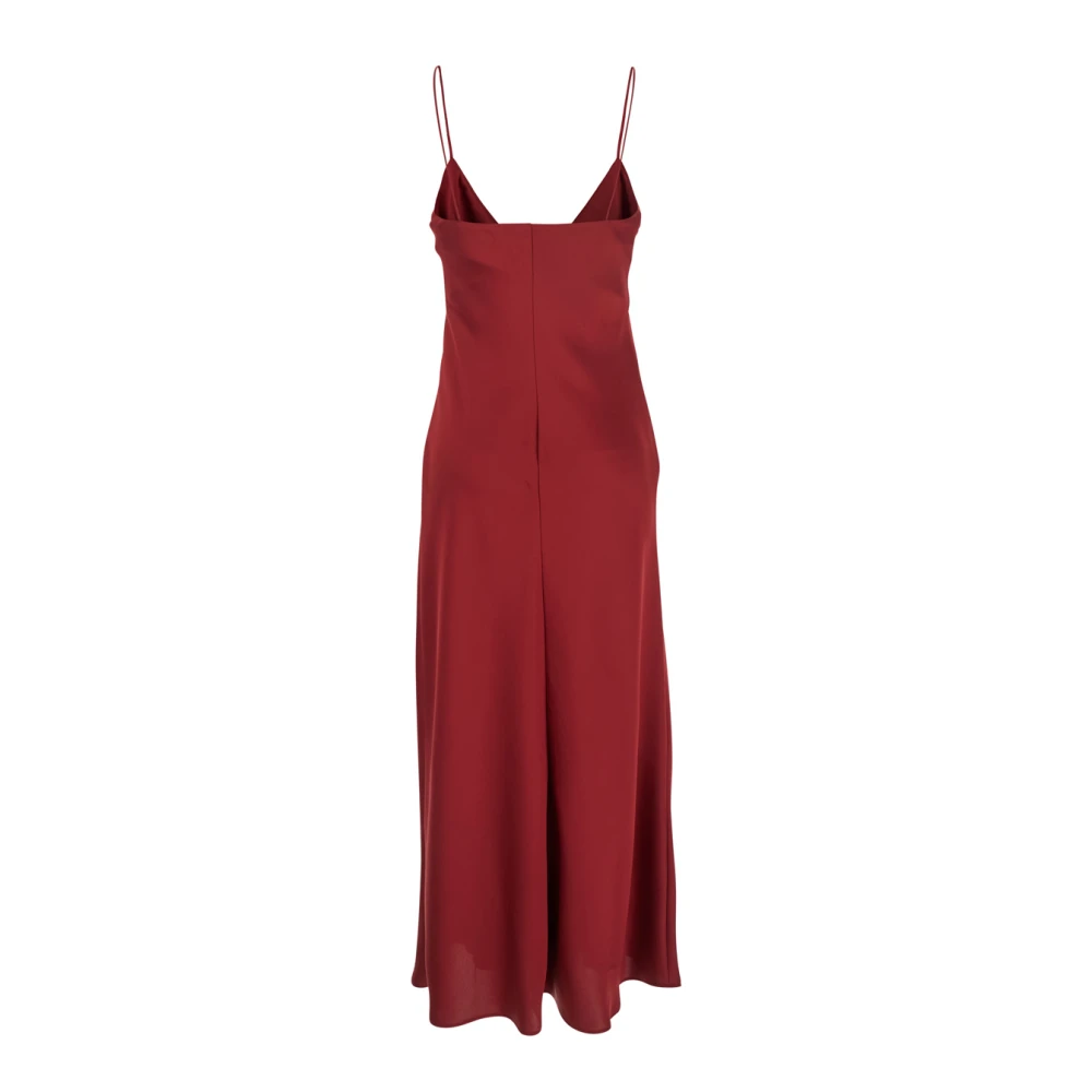 Plain Units Bordeaux Jurk met Dunne Bandjes in Stof Vrouw Red Dames