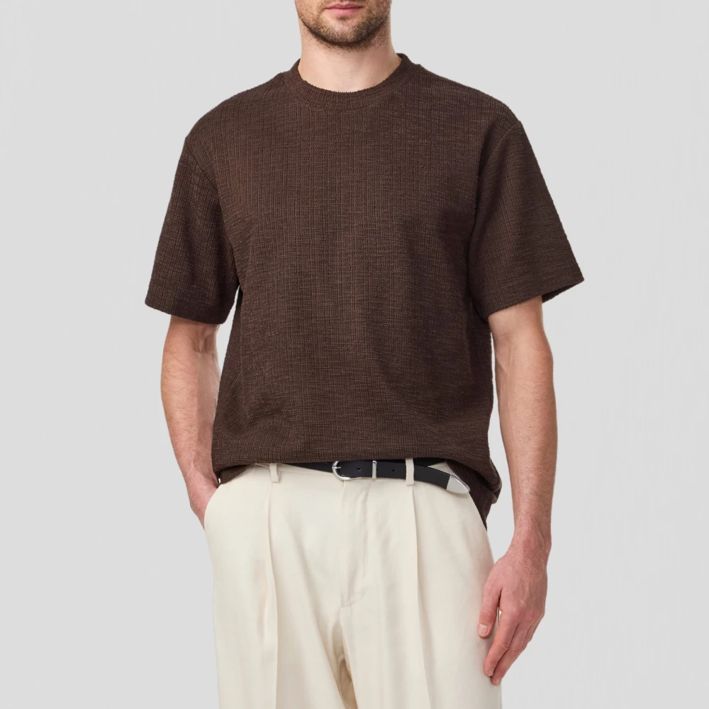 Nn07 Bouclé Borduurwerk Logo T-Shirt Brown Heren