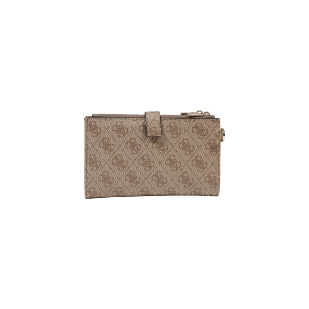 Guess Stijlvolle Printpatroon Ritsportemonnee Brown Dames