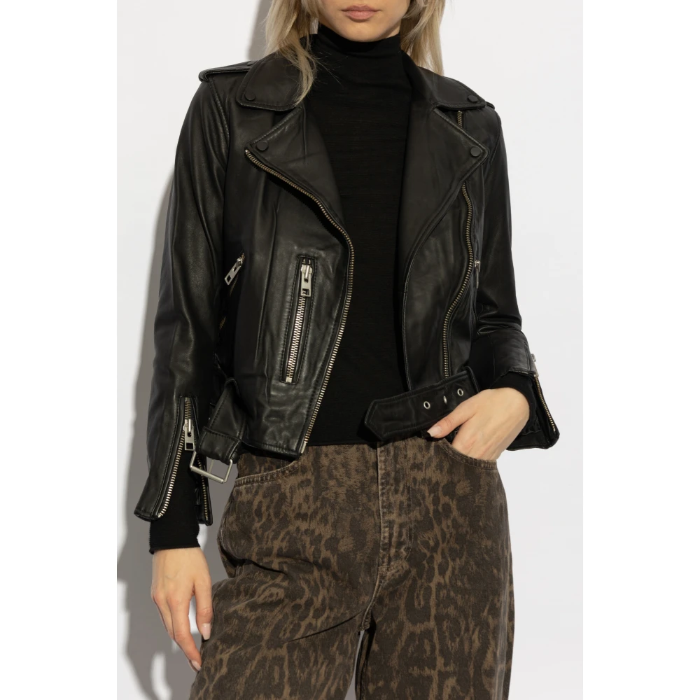 AllSaints Leren jack Balfern Black Dames
