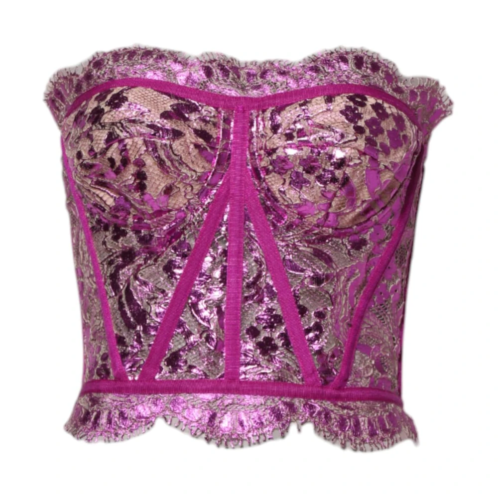 Dolce & Gabbana Women's Pink Corset Blouse Top - Sleeveless Tops - S - Tops