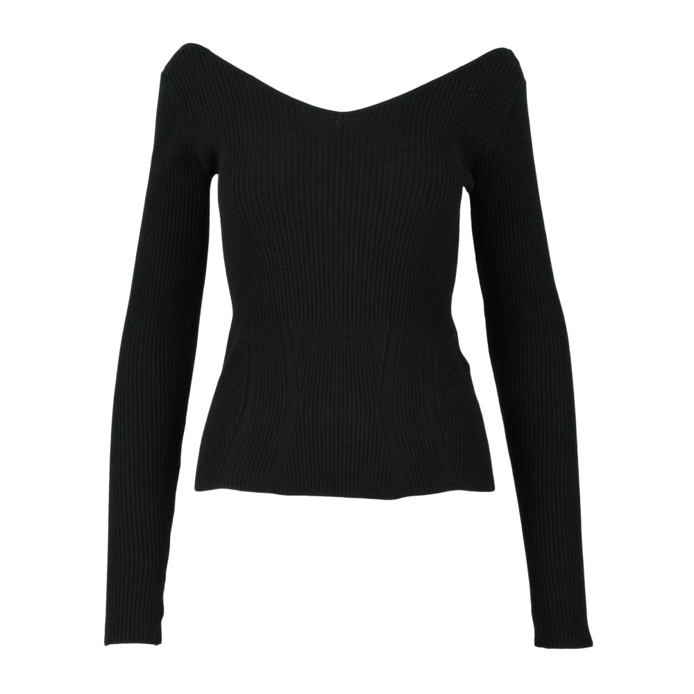 Dondup Geribbelde onderlaag top viscose elastaan Black Dames