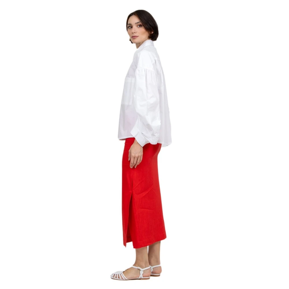 Tela Witte Katoenen Overhemd Lange Mouw White Dames