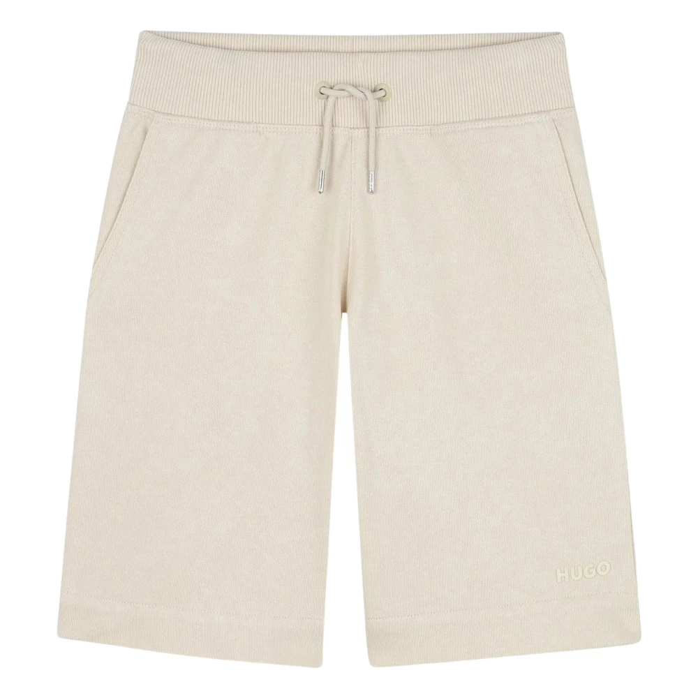 Hugo Boys Beige Shorts, 4 Y, Logo Print Bermuda Shorts