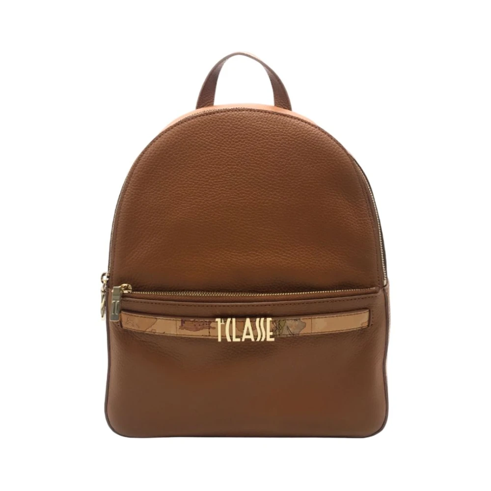 Alviero Martini 1a Classe Stijlvolle Rugzak met Metalen Logo Detail Brown Dames