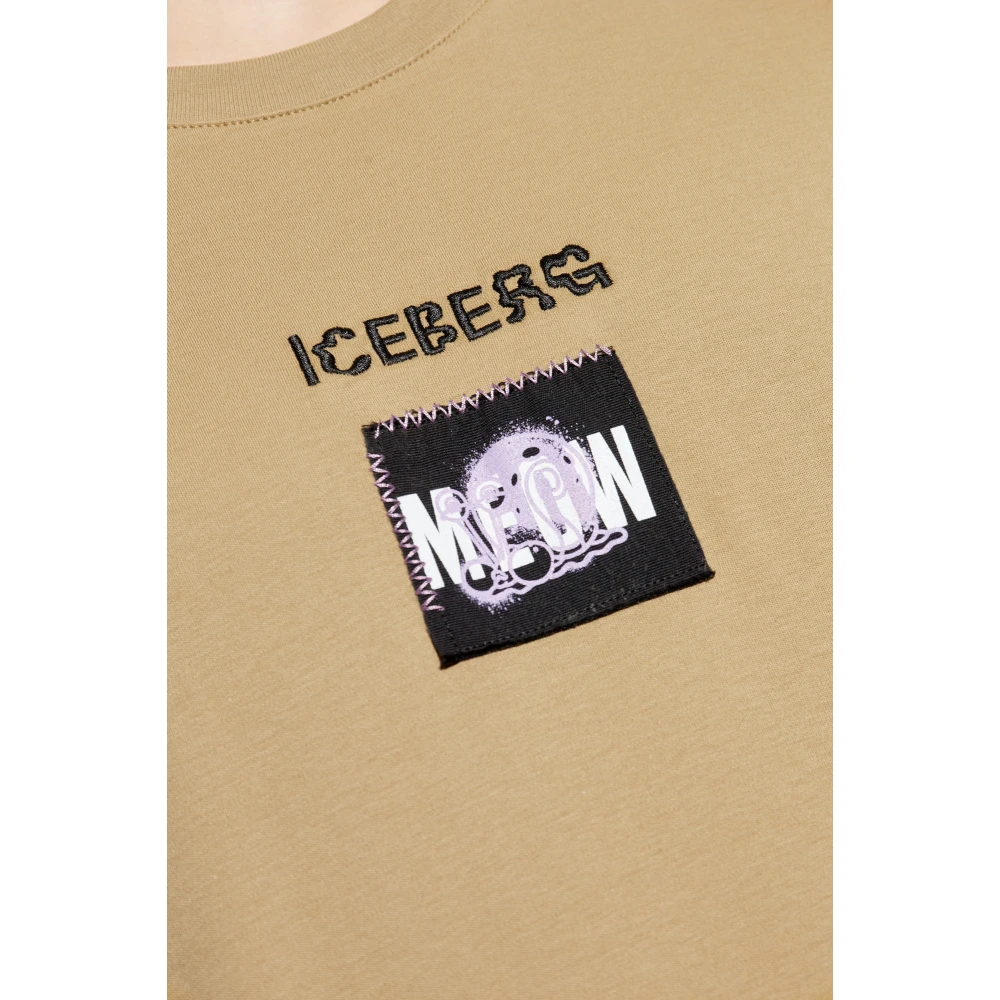 Iceberg T-shirt met patches Beige Heren