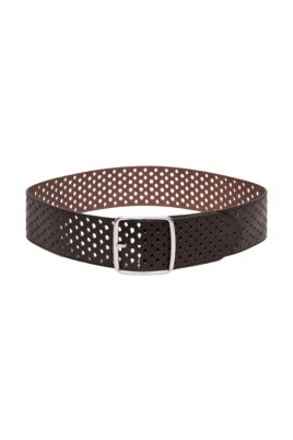 ceinture-en-cuir-perforee-kuens-marron-fonce
