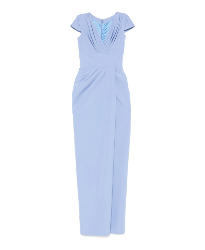 robe-bleu-bleuet-avec-encolure-en-v-et-manches-courtes