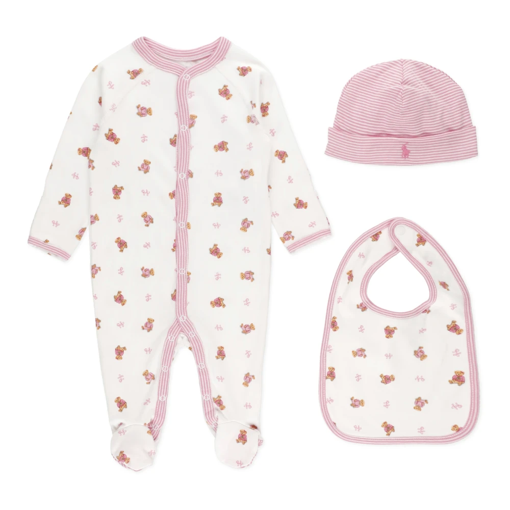 Ralph Lauren Polo Bear Set med Tre Delar Pink, Pojke