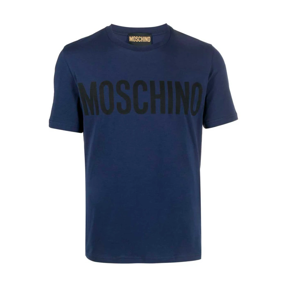 Moschino Blauw Logo Print T-Shirt Blue Heren