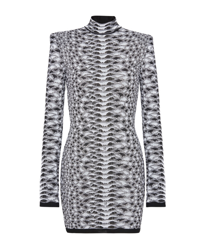 courte-robe-en-maille-texturee-peau-de-serpent