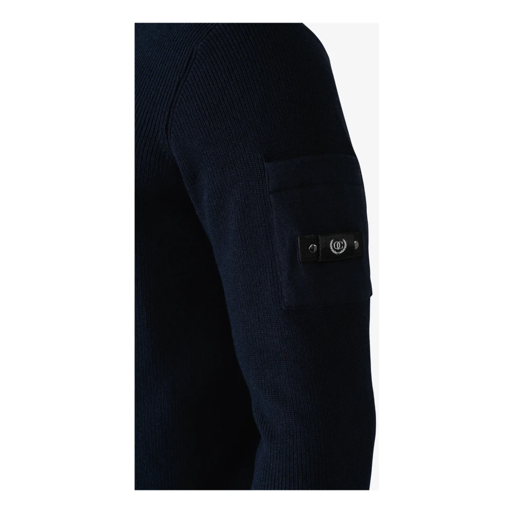 Quotrell Gebreide Halfzip Trui voor Heren in Donkerblauw Blue Heren