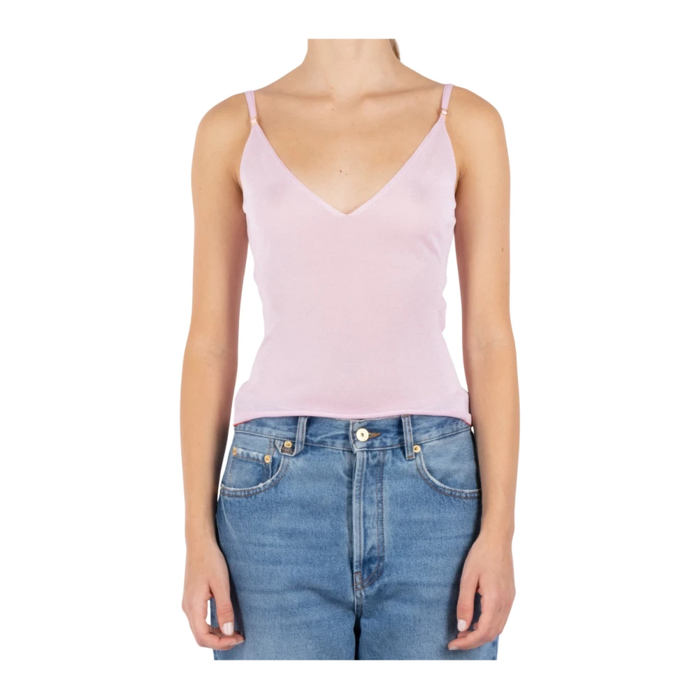 Jacquemus Roze Mouwloze Gebreide Top Pink Dames
