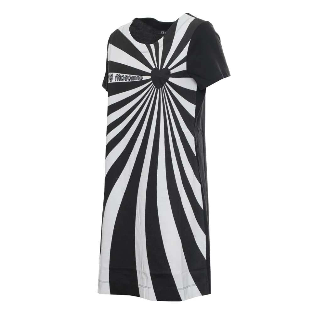 Moschino Katoenen Jurk met Logodetail Black Dames