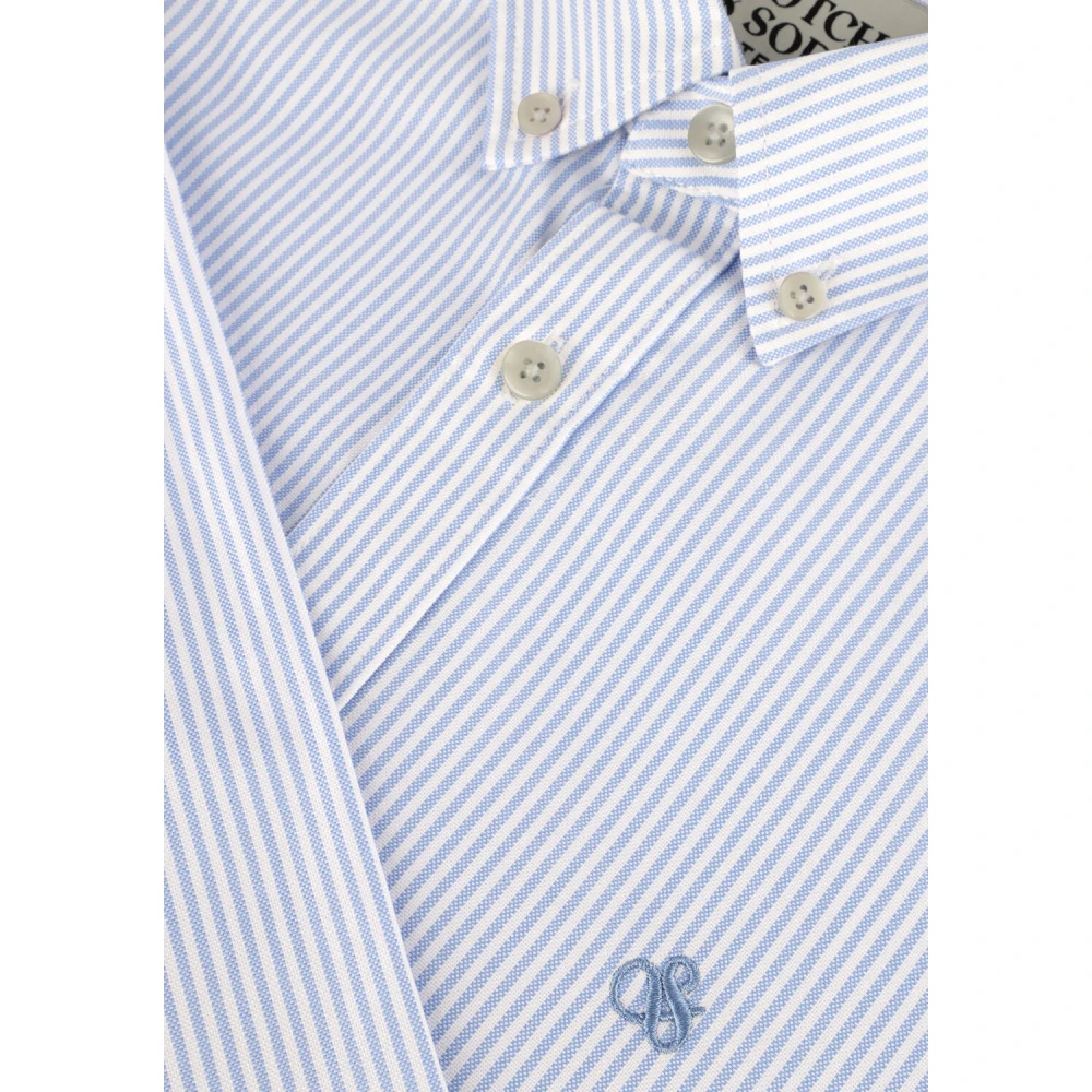 Scotch & Soda Blauw Oxford Gestreept Overhemd Blue Heren