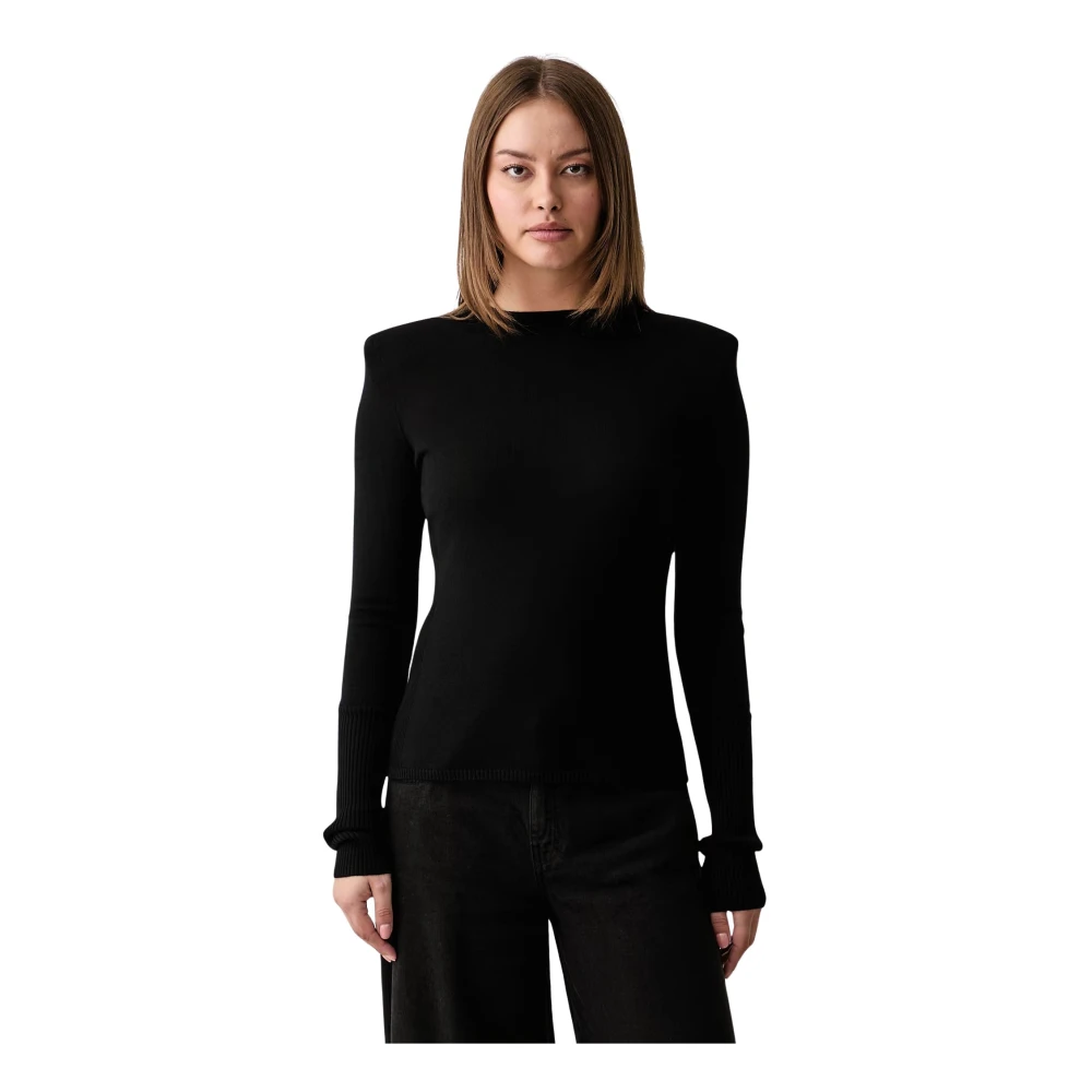 Pinko Donna Nero - Maglia In Lana Merino Con Spalline Rimovibili - M - Immagine 4