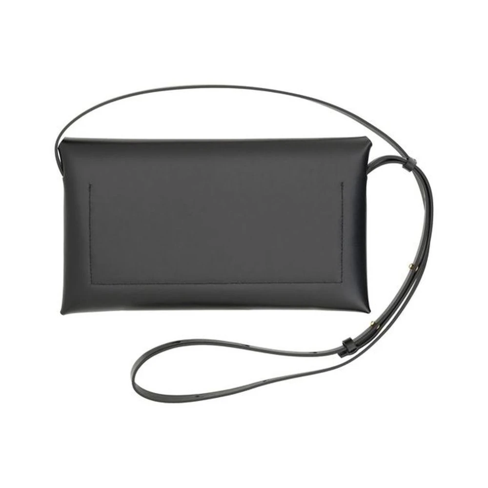 Jil Sander Leren schoudertas met magnetische flap Black Dames