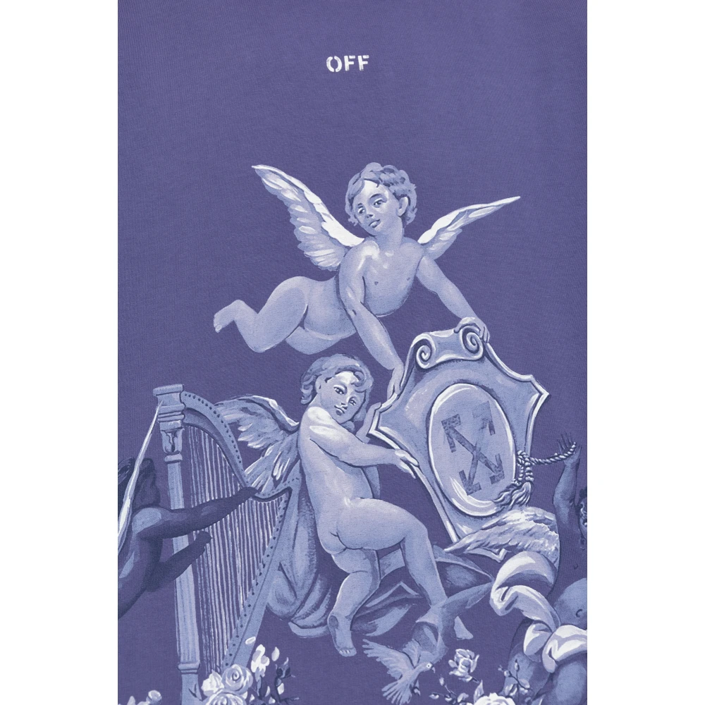 Off White T-shirt met logo Purple Heren