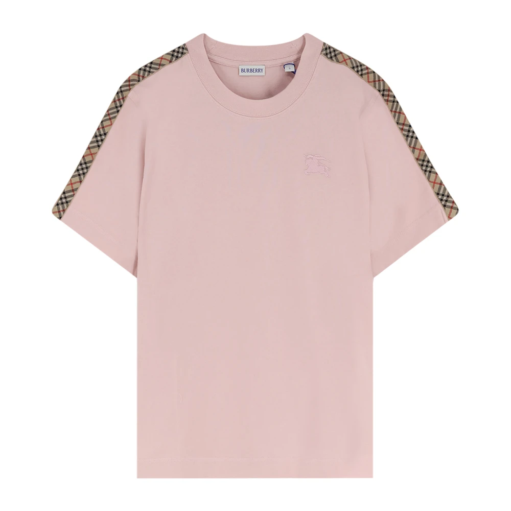 Burberry Women's Pink Ekd Check Cotton T-Shirt