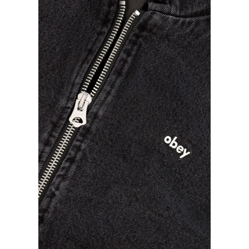 Obey Zwarte Rits Hoodie Jas Katoenen Canvas Black Heren