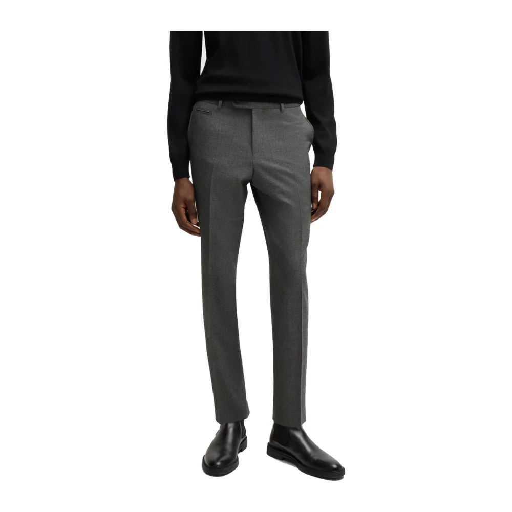 Hugo Boss Elegante Wol Herenbroek Gray Heren