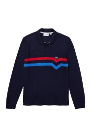 Regular Fit L/S Polo Shirt mit Tricolor Stripes