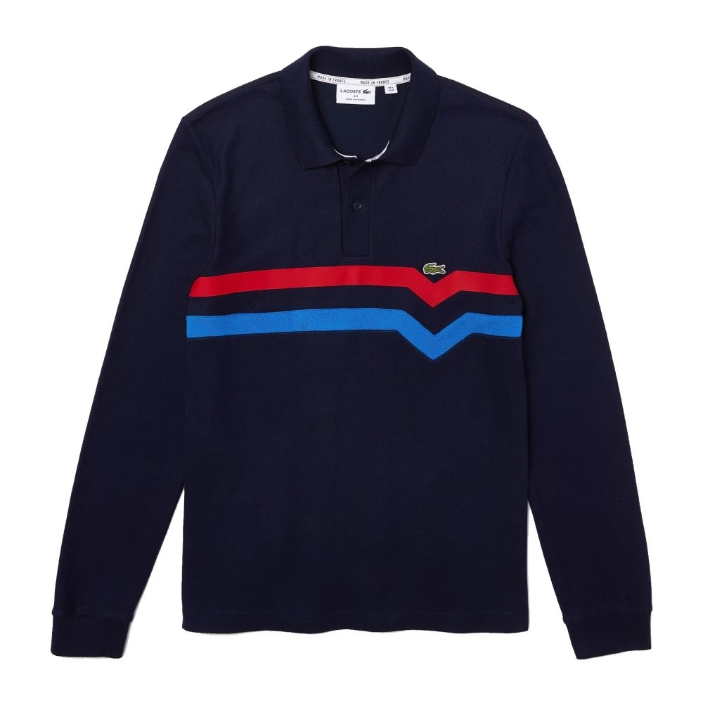 Lacoste Regular Fit L S Polo Shirt met Tricolor Stripes Blue Heren