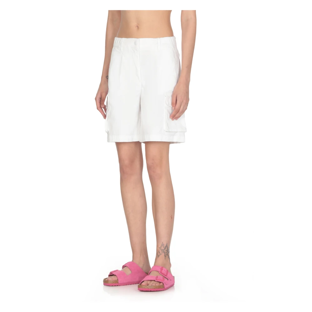 K-way Witte Katoenen Shorts met Zakken White Dames