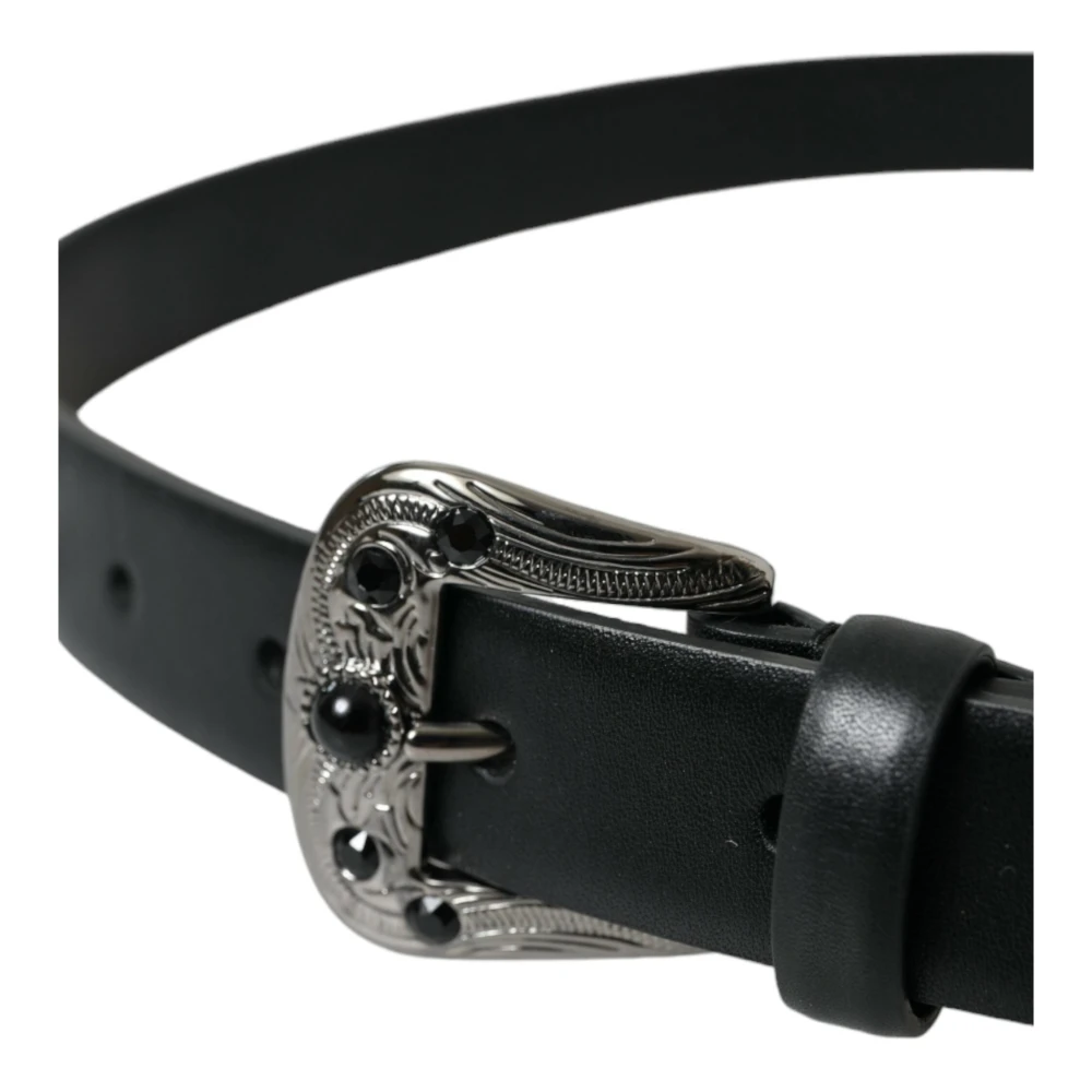 Dolce & Gabbana Gegraveerde Logo Leren Riem Black Dames