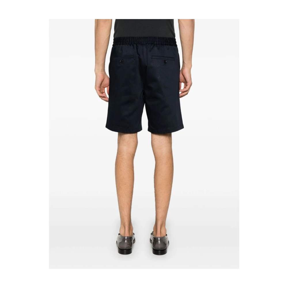 Ami Paris Navy Blue Elastische Taille Shorts Blue Heren