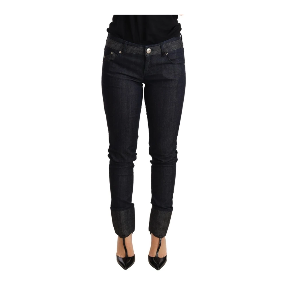 Ermanno Scervino Low Waist Skinny Folded Hem Denim Trouser - Female - Skinny Fit Jeans - Blue - W26 - Jeans