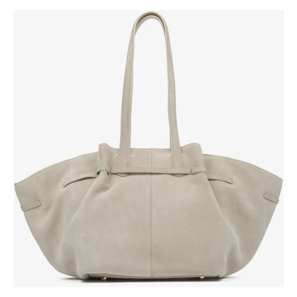 Estro Beige Velours Handtas met Lange Handvatten voor Vrouwen Beige Dames