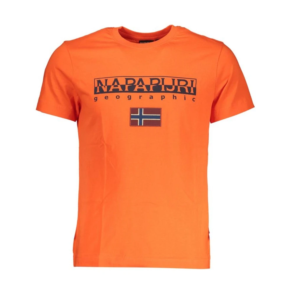 Napapijri Roze Logo Print Katoenen T-shirt Orange Heren