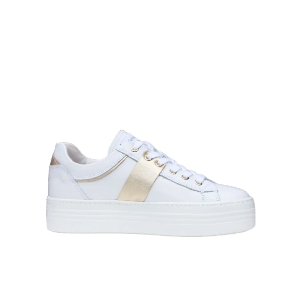 Nerogiardini Platform leren sneakers met gouden accenten