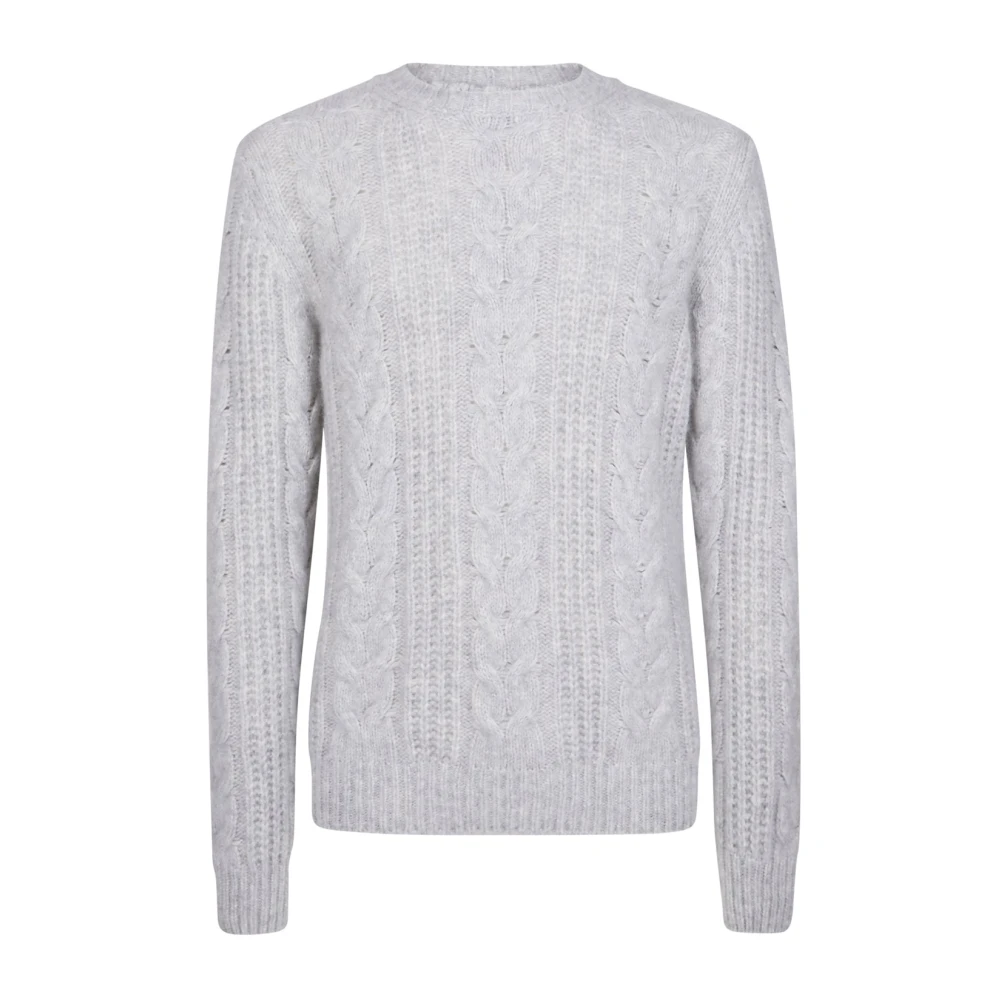 Eleventy Men's Gray Cashmere Knitwear, 2XL, Maglia Girocollo Treccia