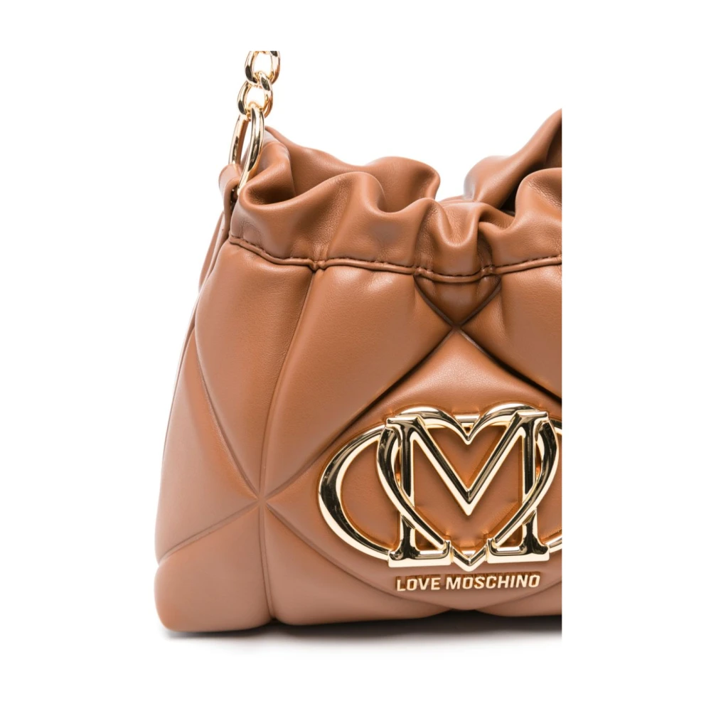 Love Moschino Kameelbruine Ketting-Link Schoudertas Brown Dames