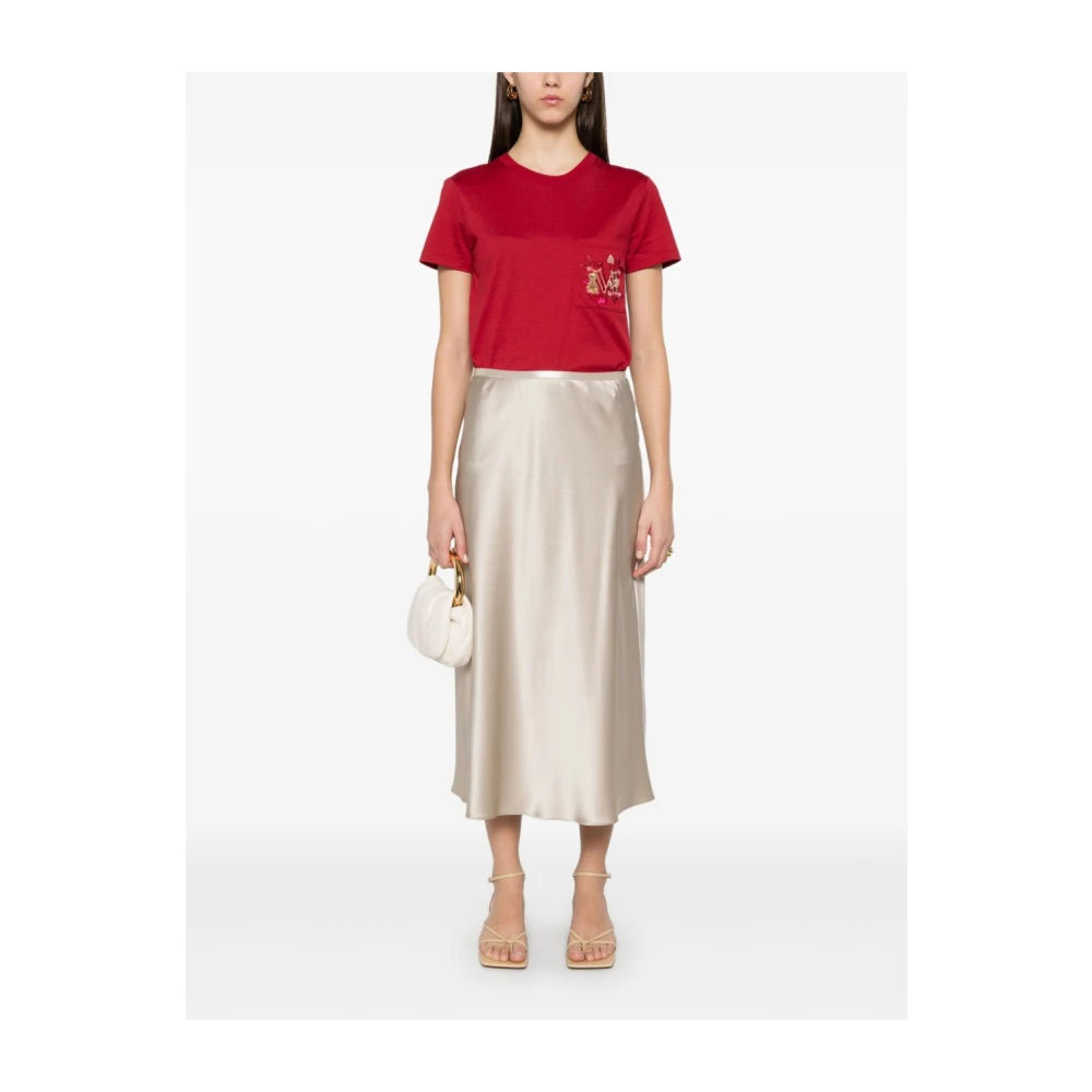 Max Mara Rode Patch Pocket Crew Neck T-shirt Pink Dames